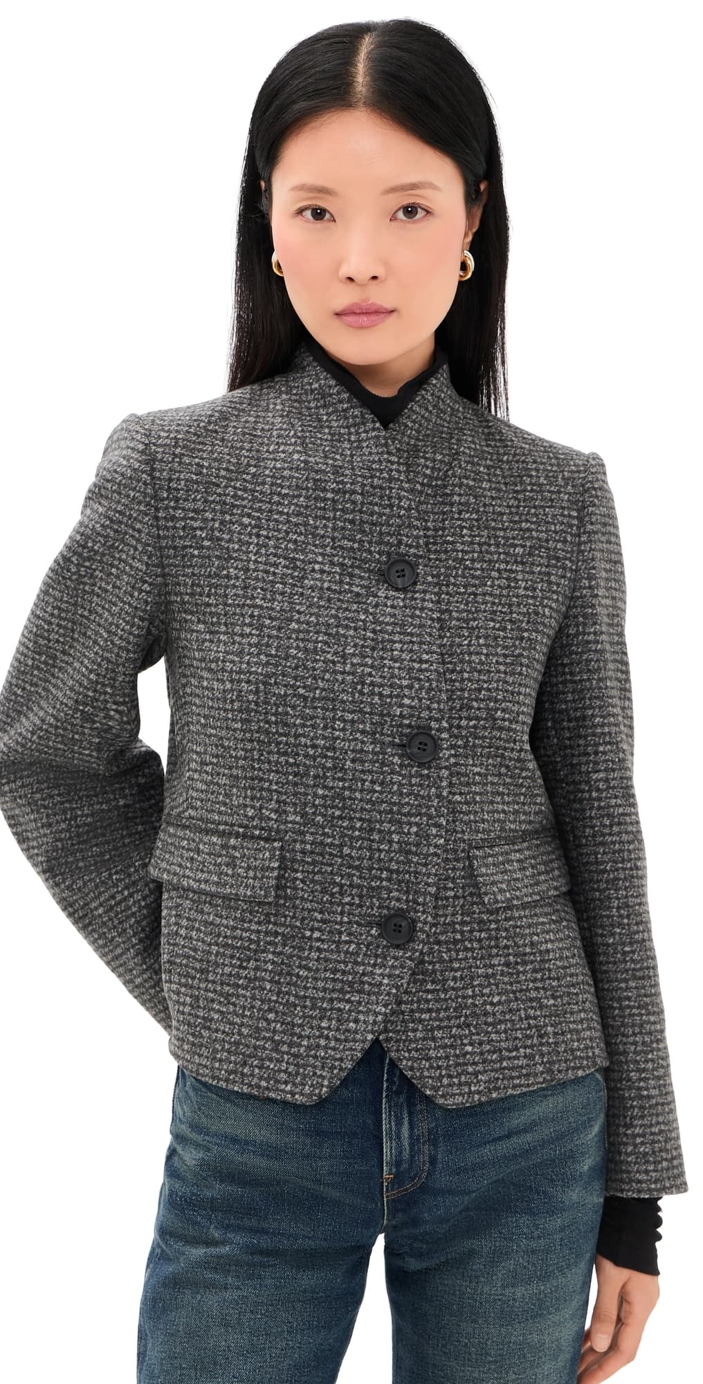 House of Dagmar Short Curved Jacket Charcoal Grey