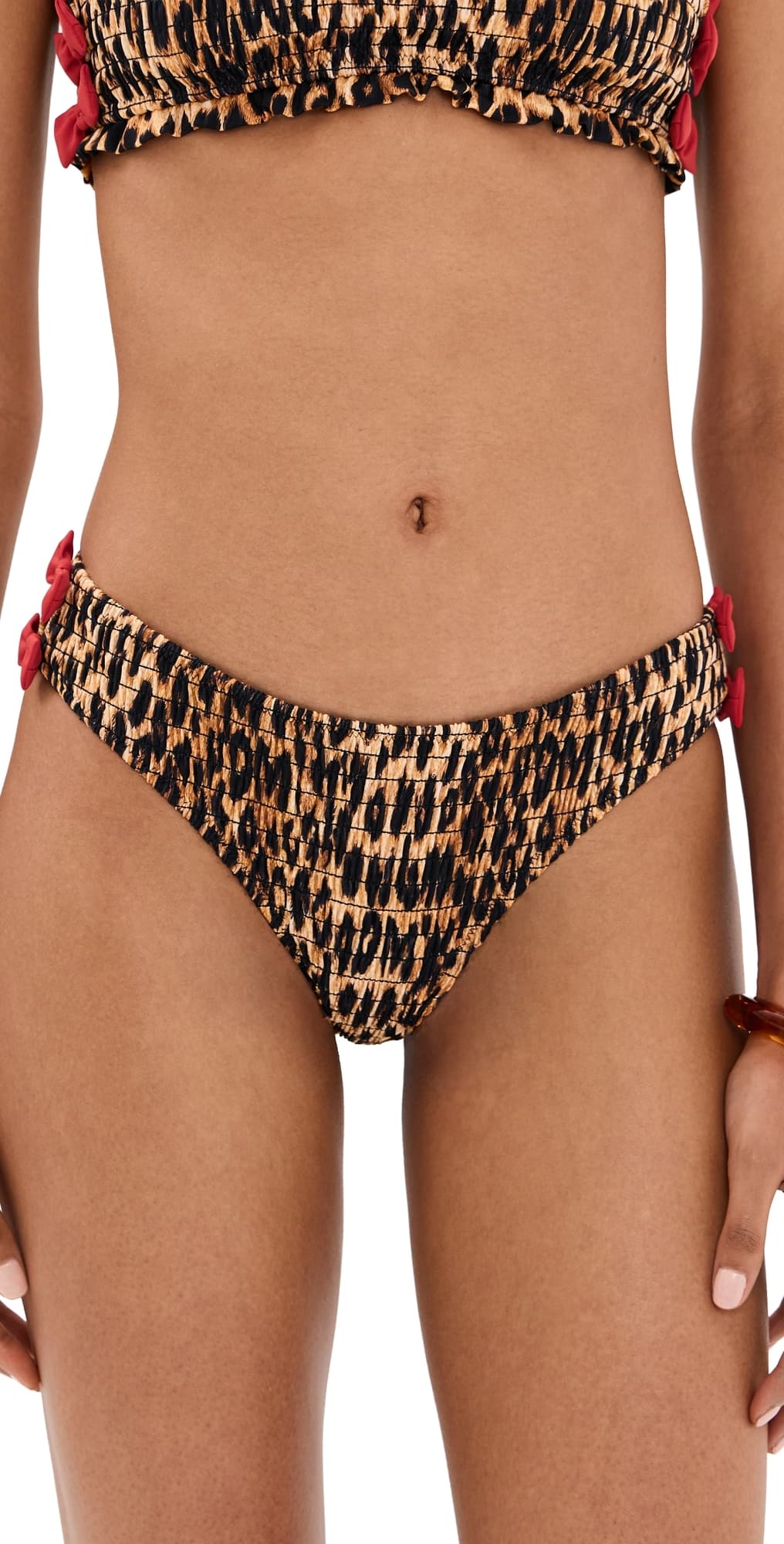 Damson Madder Shirred Bow Bikini Bottoms Brown