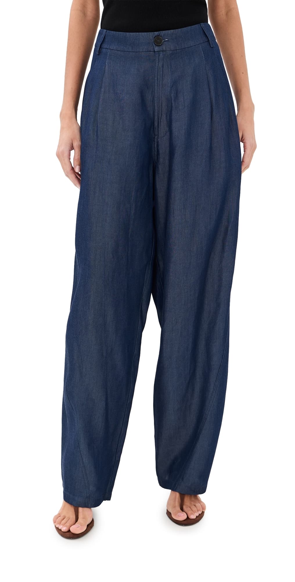 DARKPARK Phebe Chambray Wide Leg Pants Blue Denim