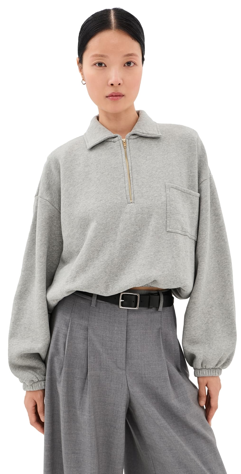 DARKPARK Alva Cropped Sweatshirt Grey Melange