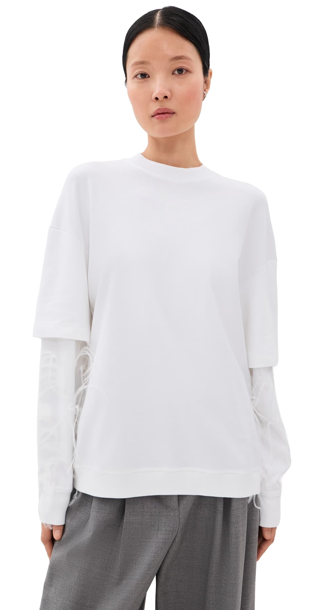 DARKPARK Troy Double Sleeve Feather Tee White