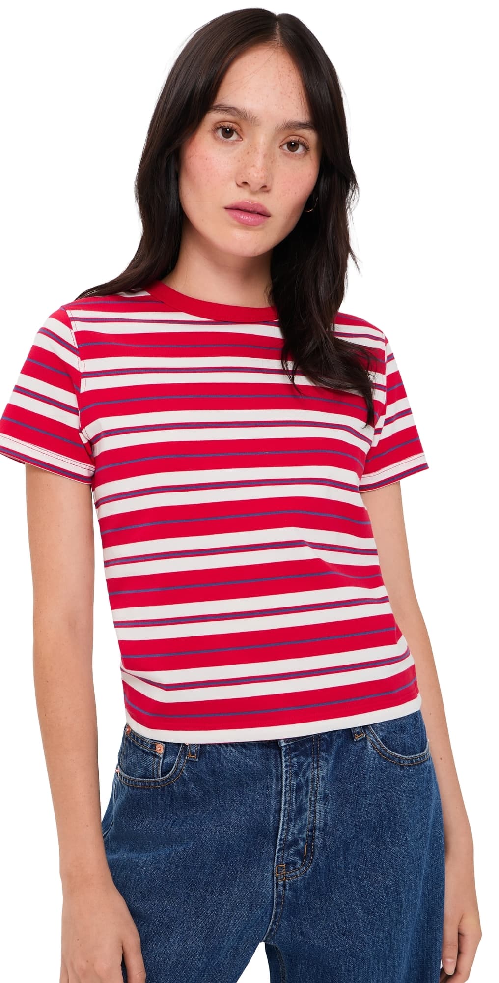 DAZE Zuma Crew Neck Tee Scarlet Stripe