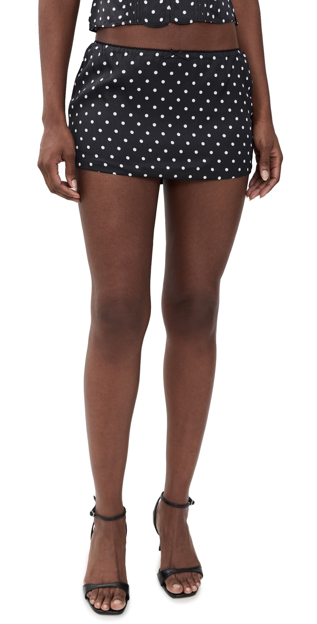 GUIZIO Lucia Satin Skirt Black Micro Dot