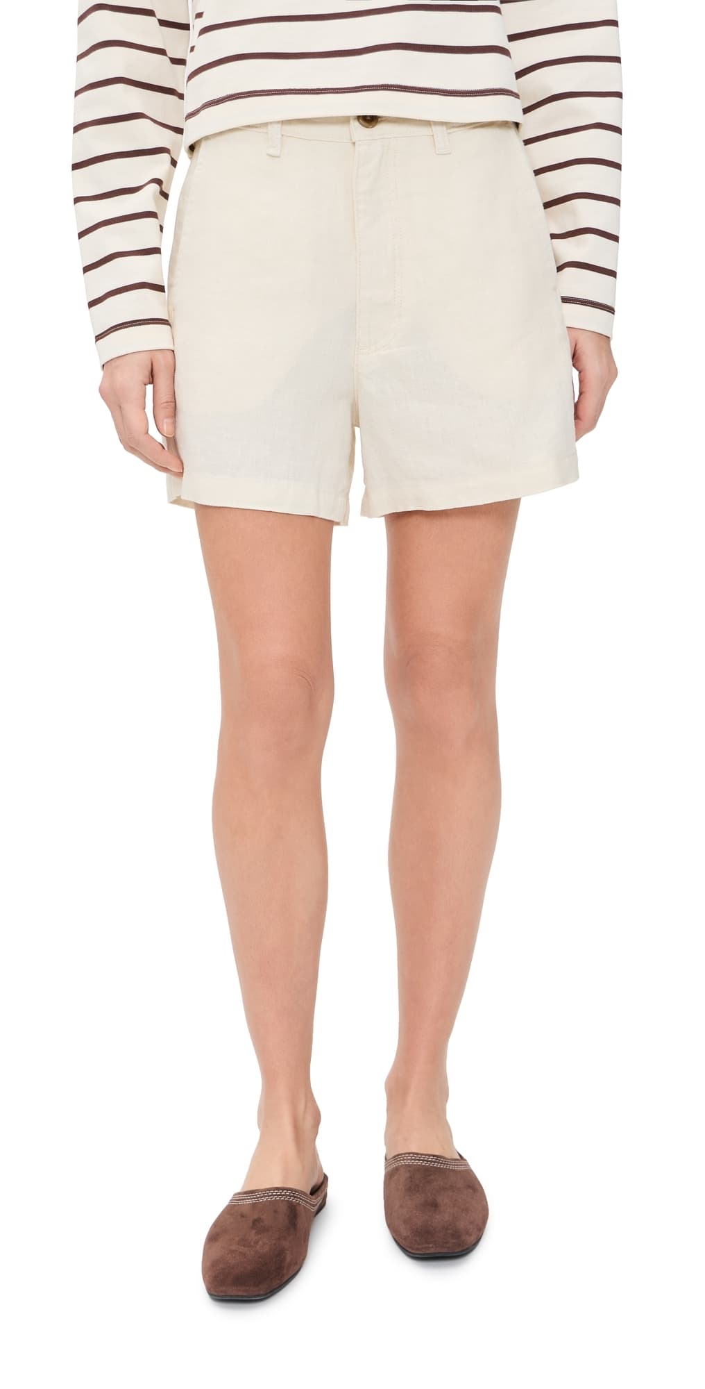 DL1961 Taylor Relaxed High Rise Linen Shorts Flax (Linen)