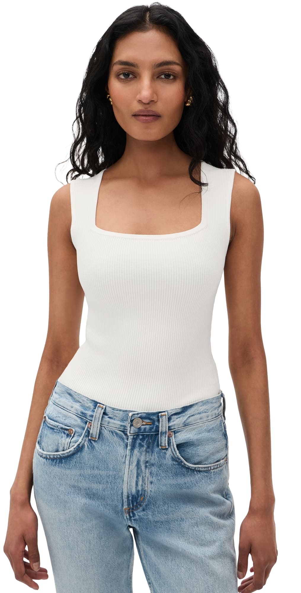 DL1961 Square Neck Instasculpt Rib Top White