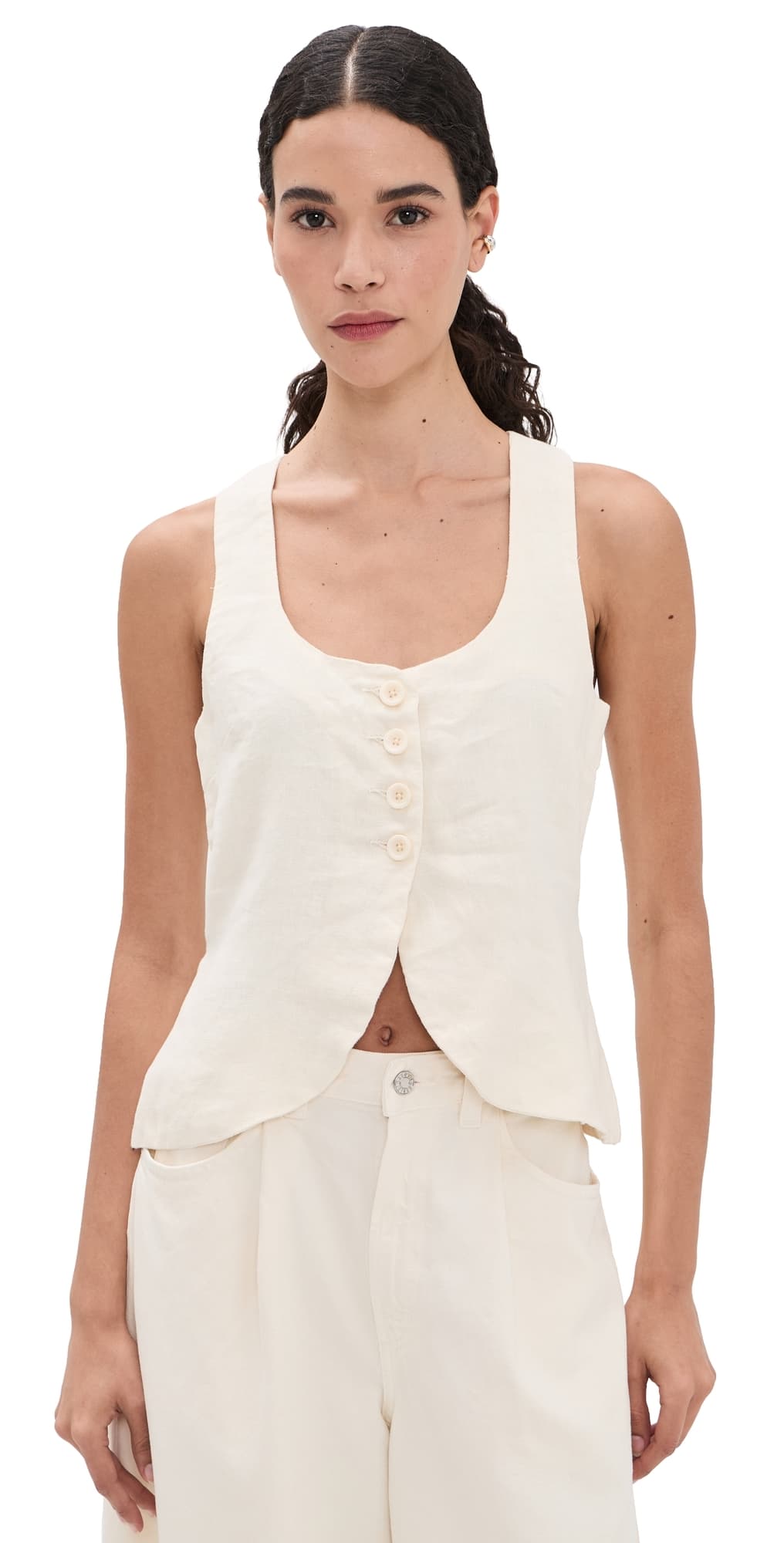 DL1961 Mona Linen Vest Crema Linen (Linen)
