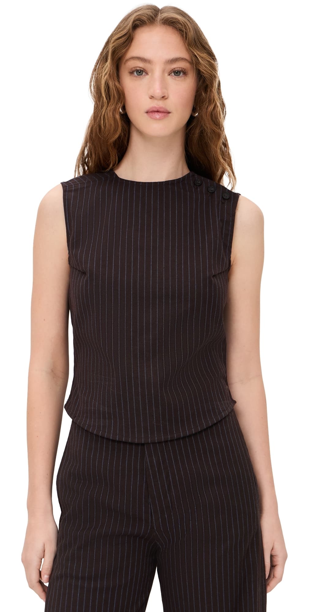 DL1961 Tailored Top Brown/Blue Stripe (Twill) · XS