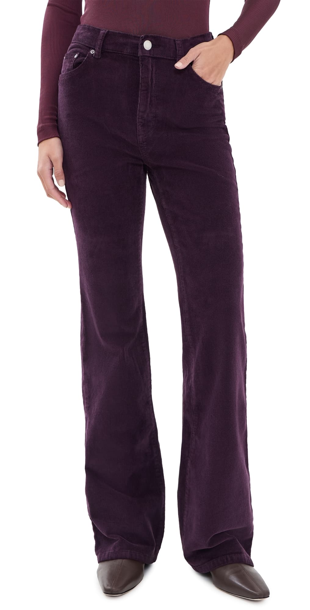 DL1961 Bridget Bootcut Instasculpt Corduroy Pants 33' Blackberry Cord (Stretch Corduroy)