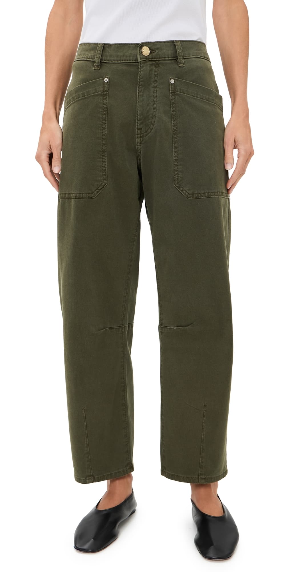 DL1961 Bilie Easy Barrel Petite High Rise Ankle Pants Pine