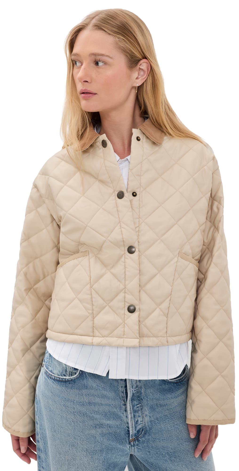 Denimist Faulkner Quilted Jacket Light Khaki Sand