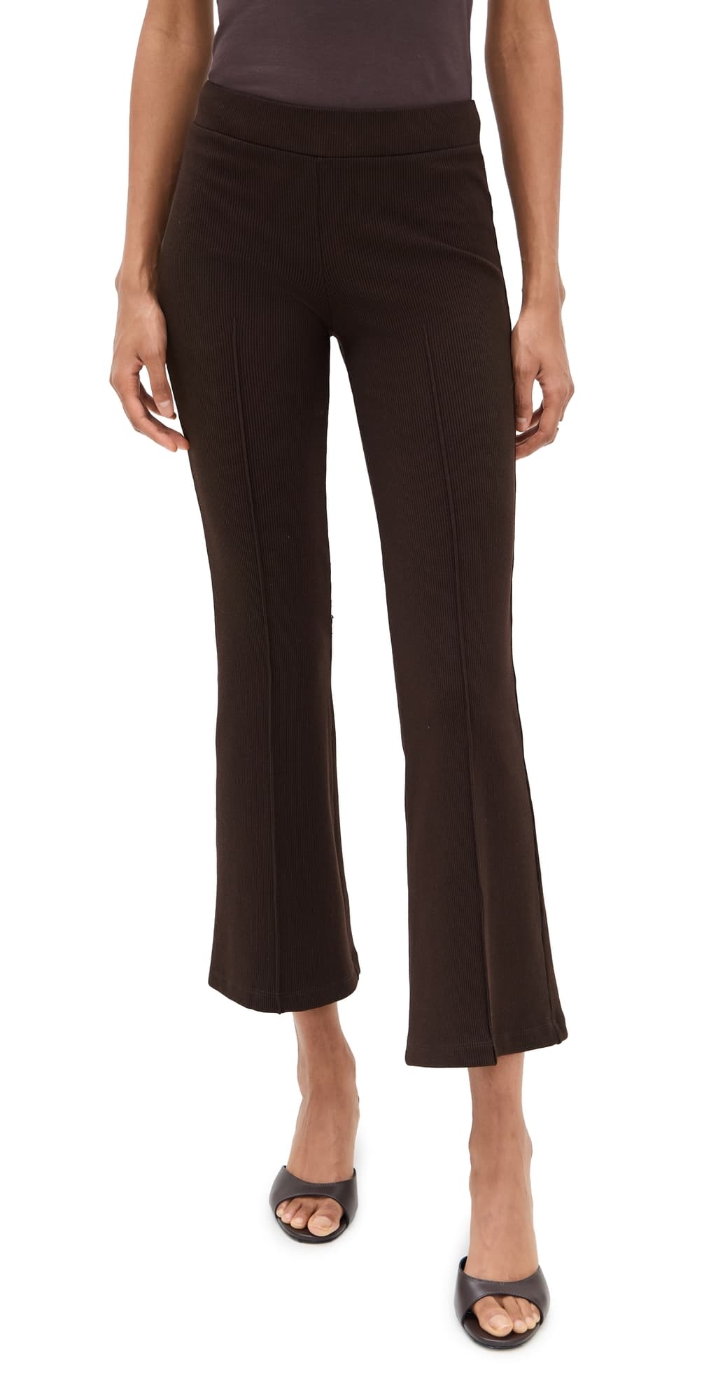 DONNI. Rib Kick Flare Trousers Espresso