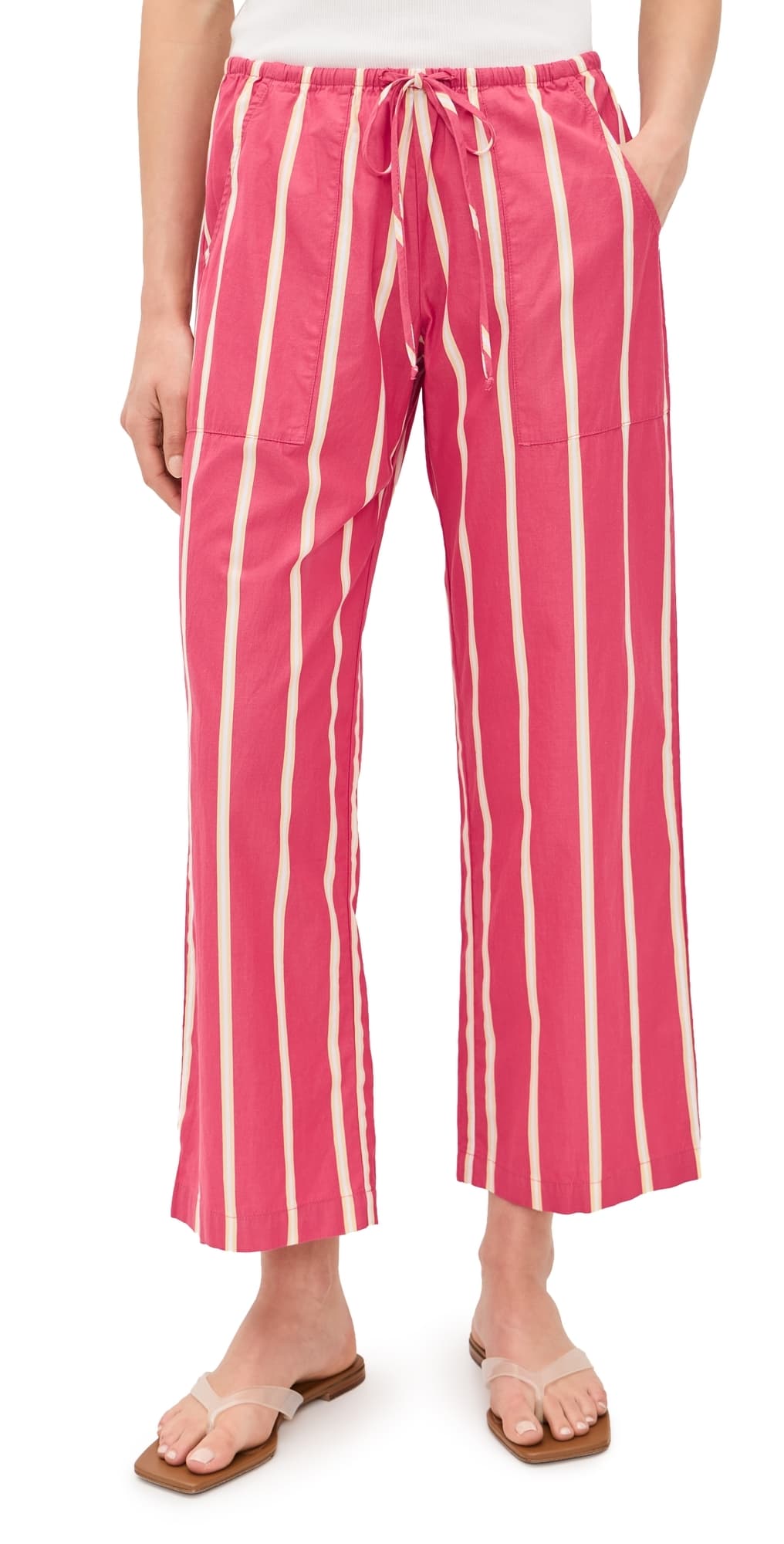 DONNI. The Pop Stripe Drawstring Pants Raspberry