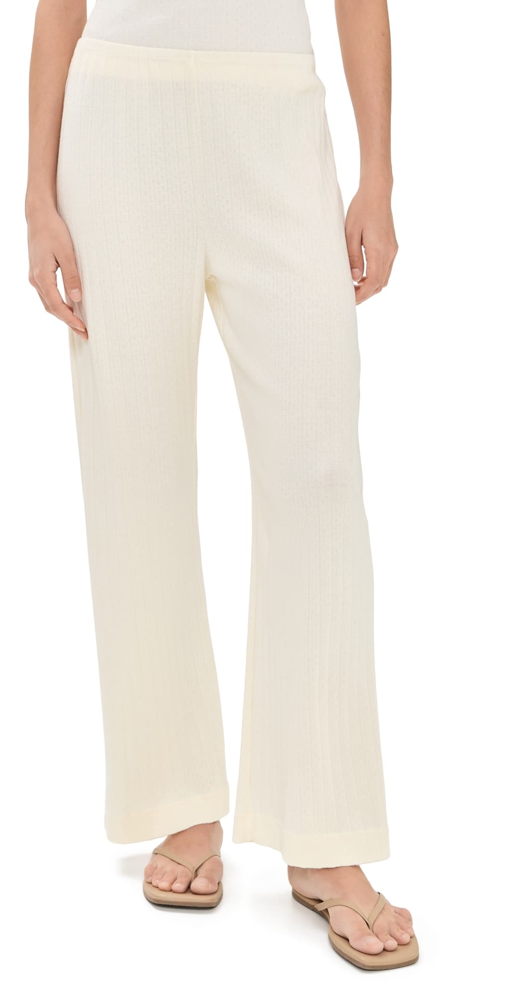 DONNI. The Pointelle Simple Crop Pants Crme
