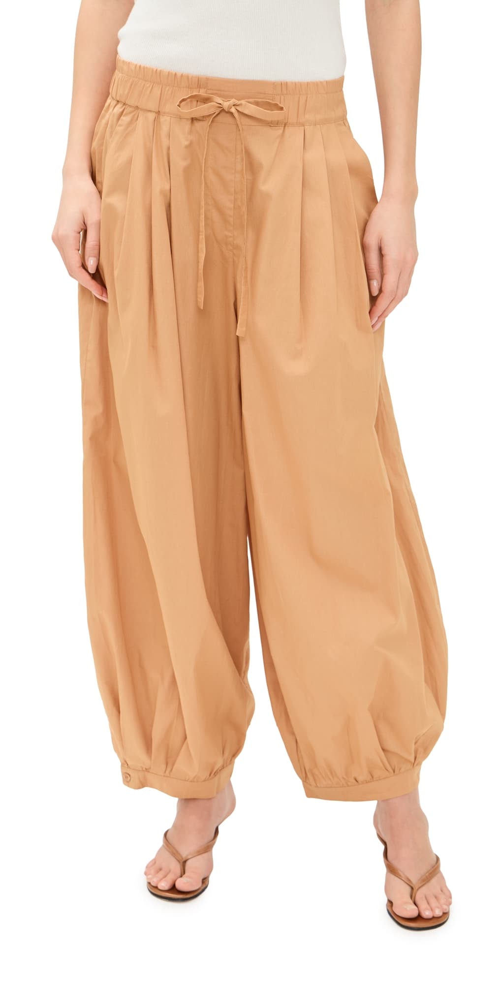 Dress To Tie Front Balloon Pants Summer Beige