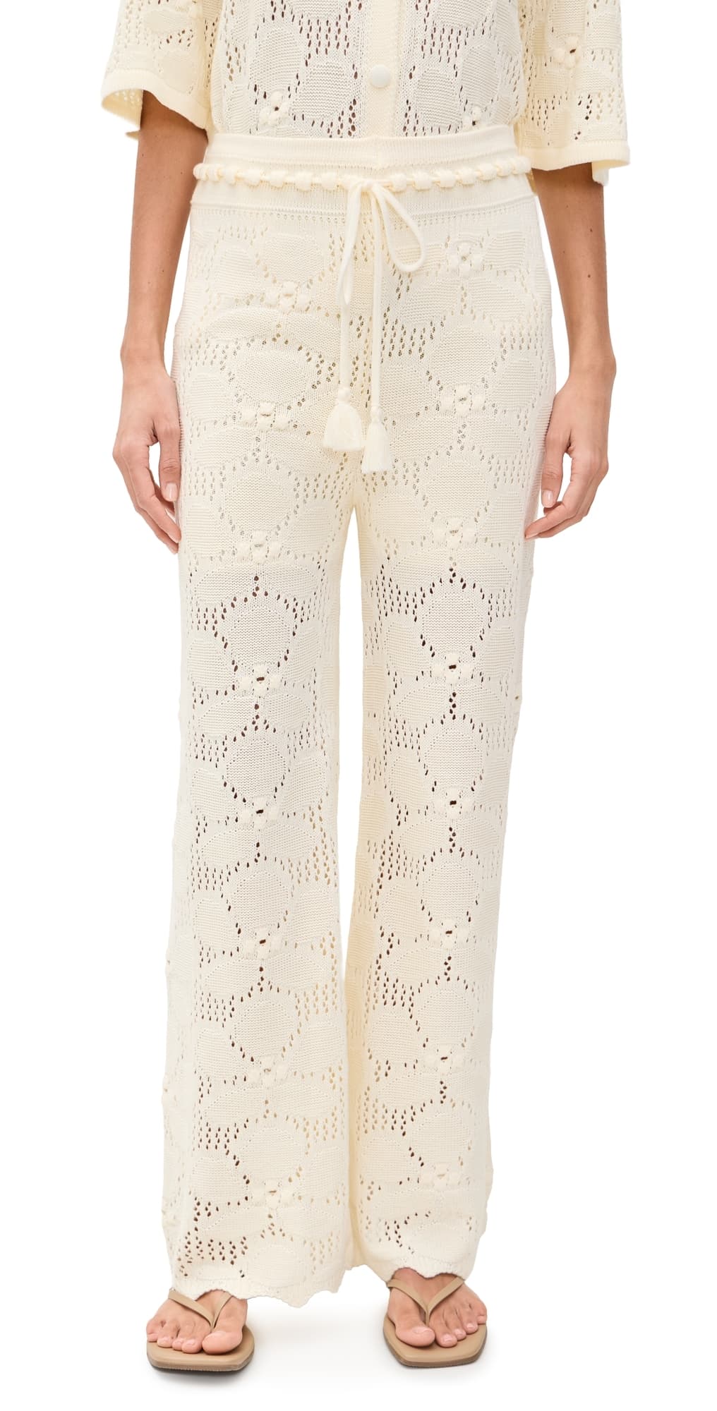 Dress To Floral Crochet Pants Beige Shell