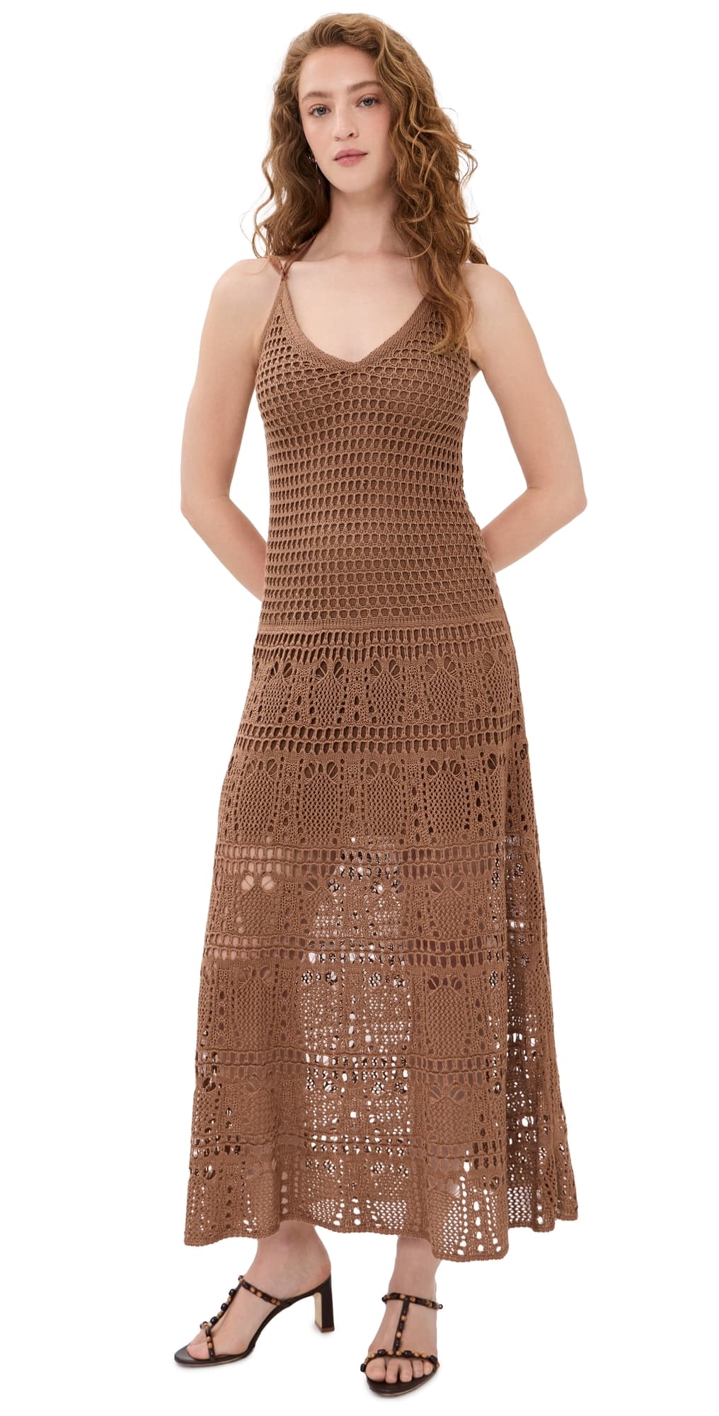 Dress To Vintage Tricot Maxi Dress Brown Castanha