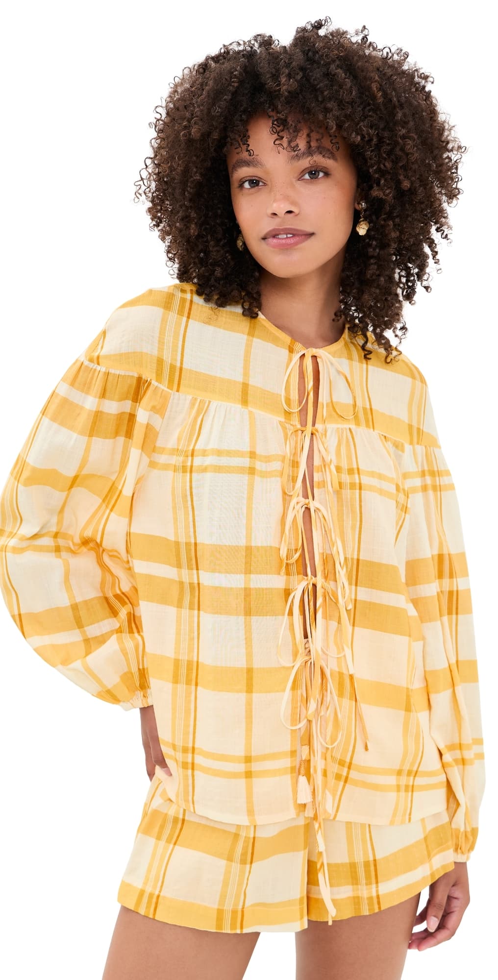 Dress To Off-white Yellow Frescor Front Ties Blouse Off-White Yellow Fresco