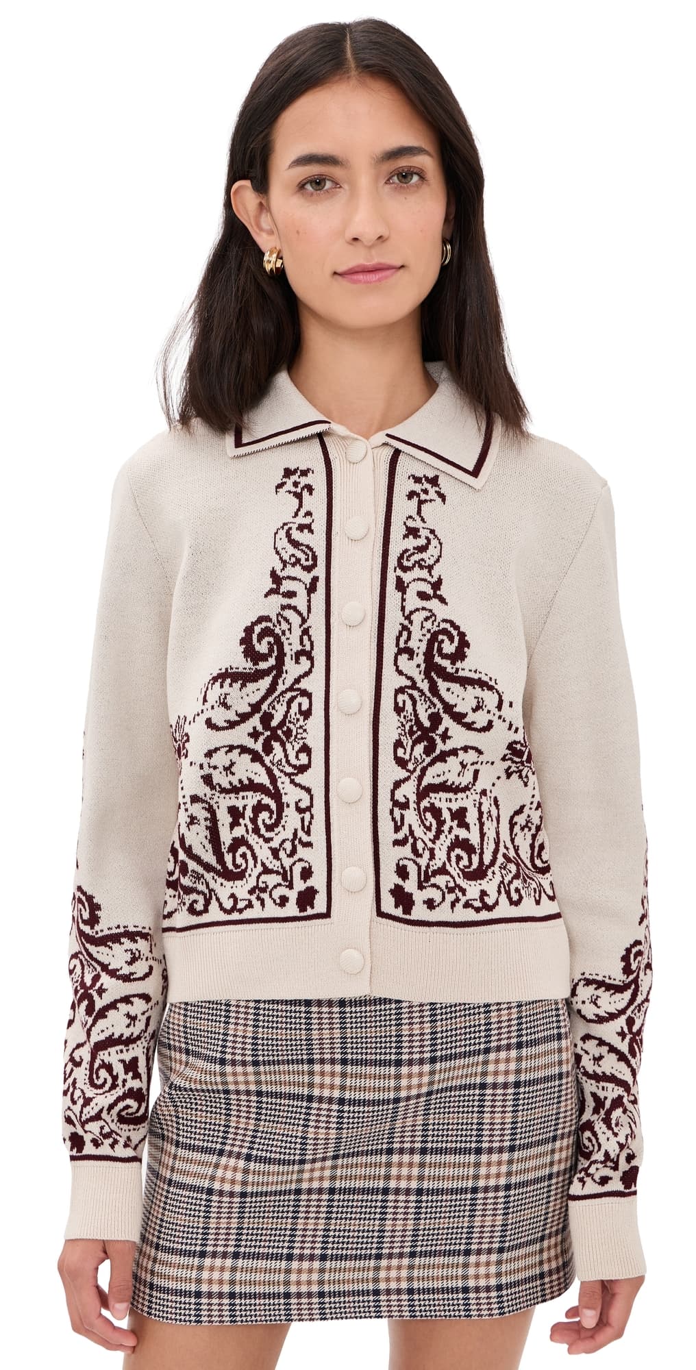 Dress To Jacquard Knit Cardigan Off White