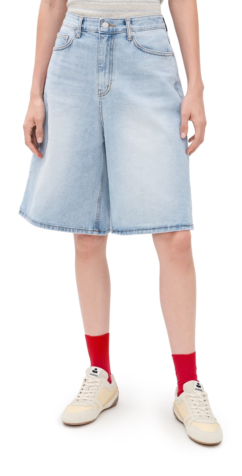 DUNST Relaxed Bermuda Denim Shorts Light Blue