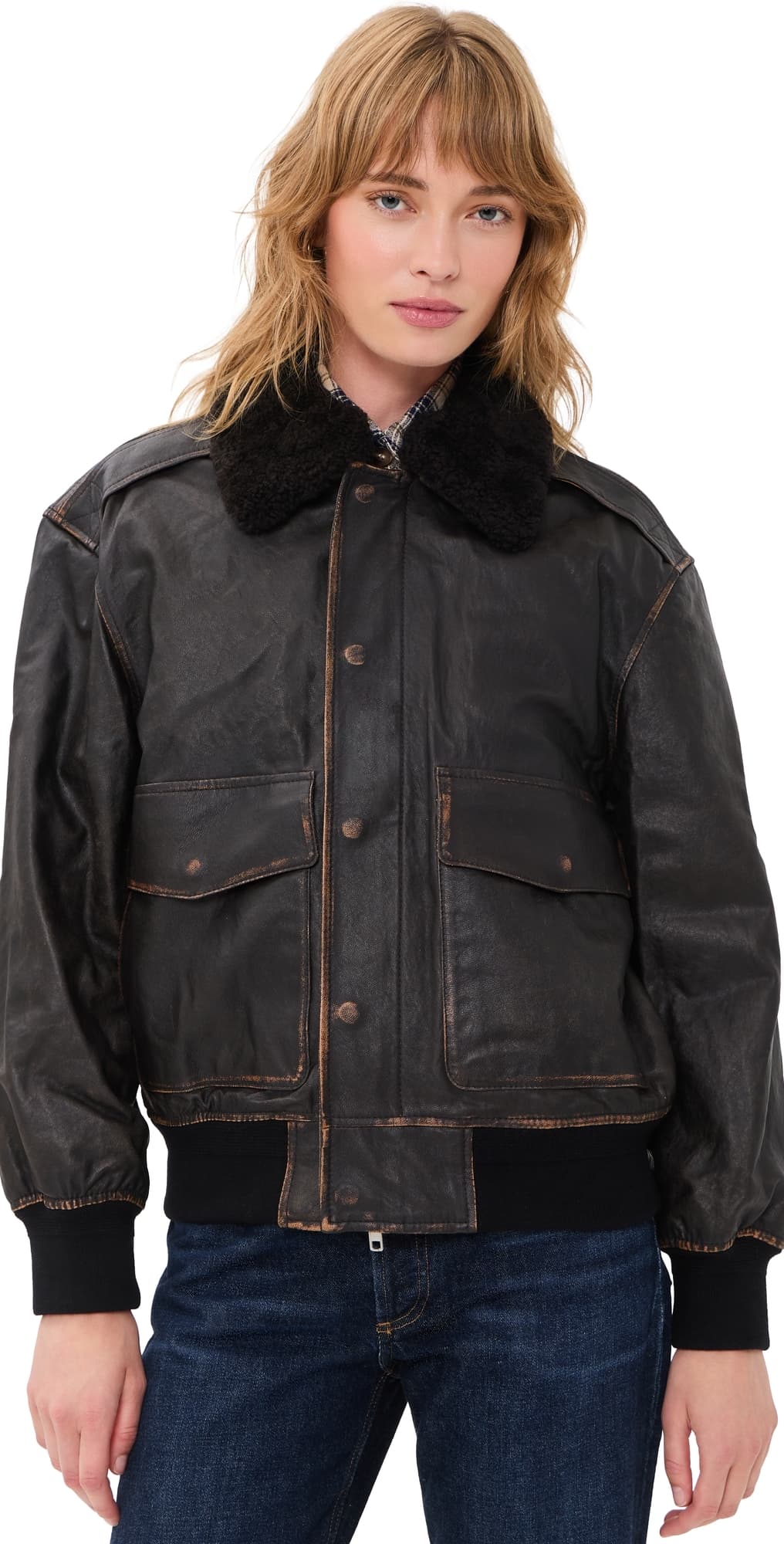 DUNST Detachable A-2 Leather Jacket Brushed Black