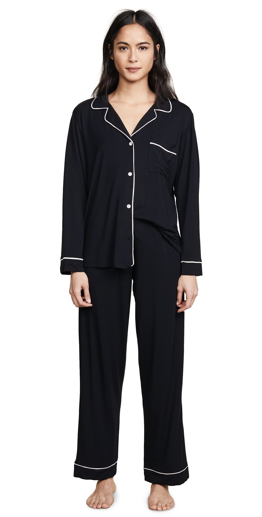 Eberjey Gisele Pajama Set Black/Sorbet Pink