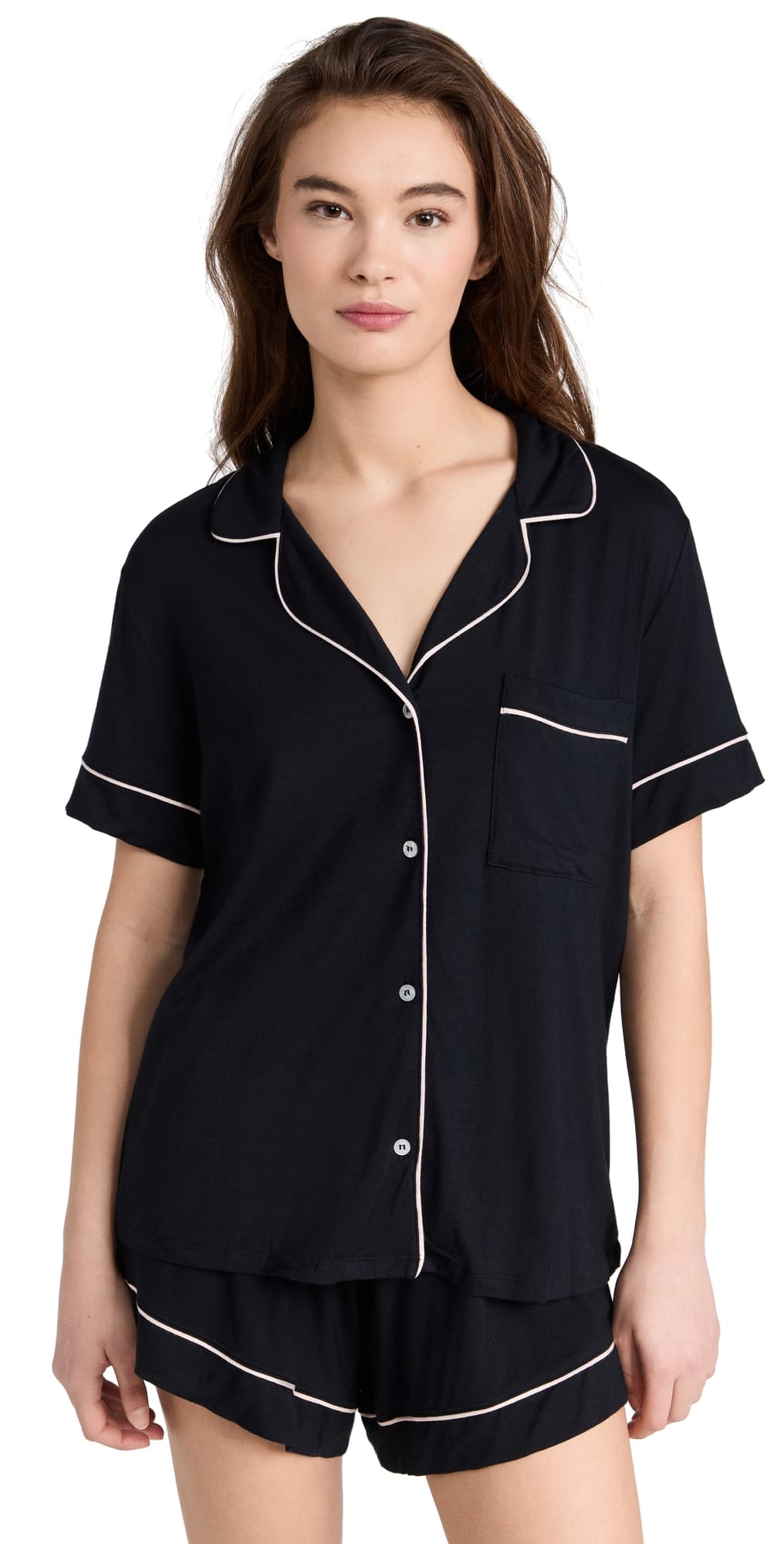 Eberjey Gisele The Relaxed Shorts Pajamas Set Black/Sorbet