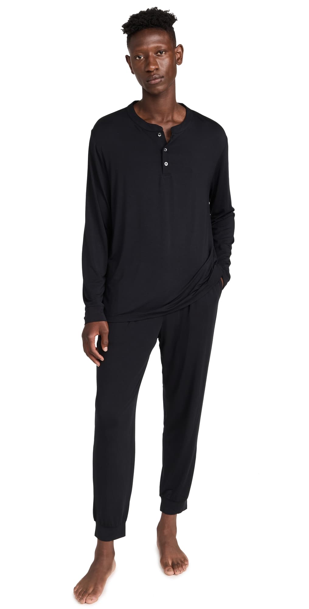 Eberjey Henry Modal Long Pajama Set Black
