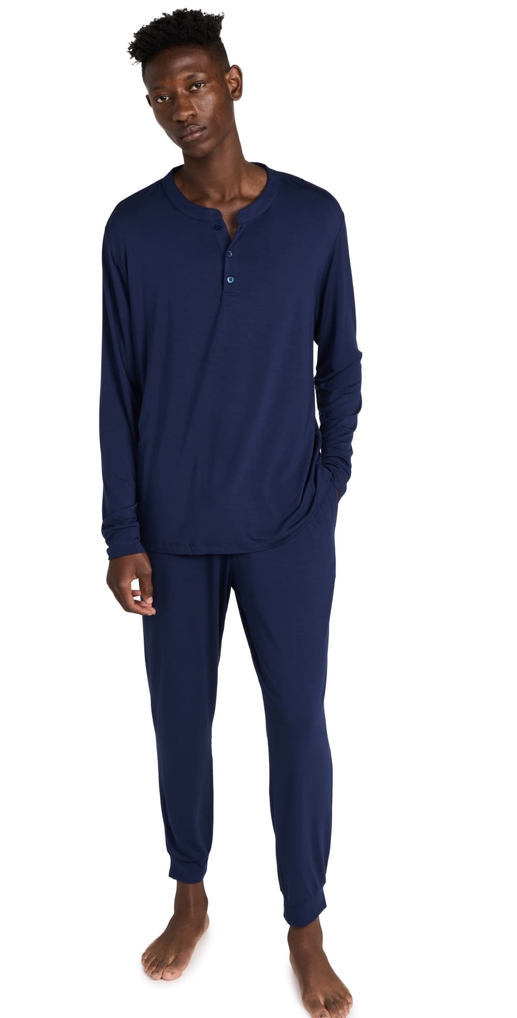 Eberjey Henry Modal Long Pajama Set True Navy