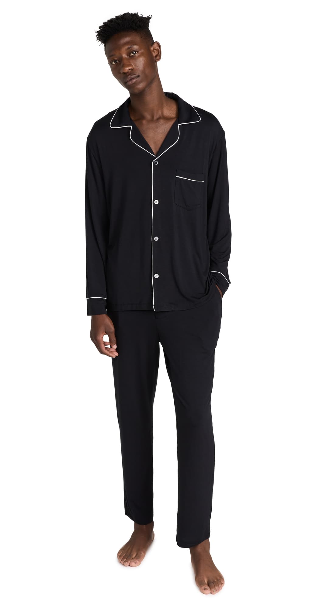 Eberjey William Modal Long Pajama Set Black/Ivory