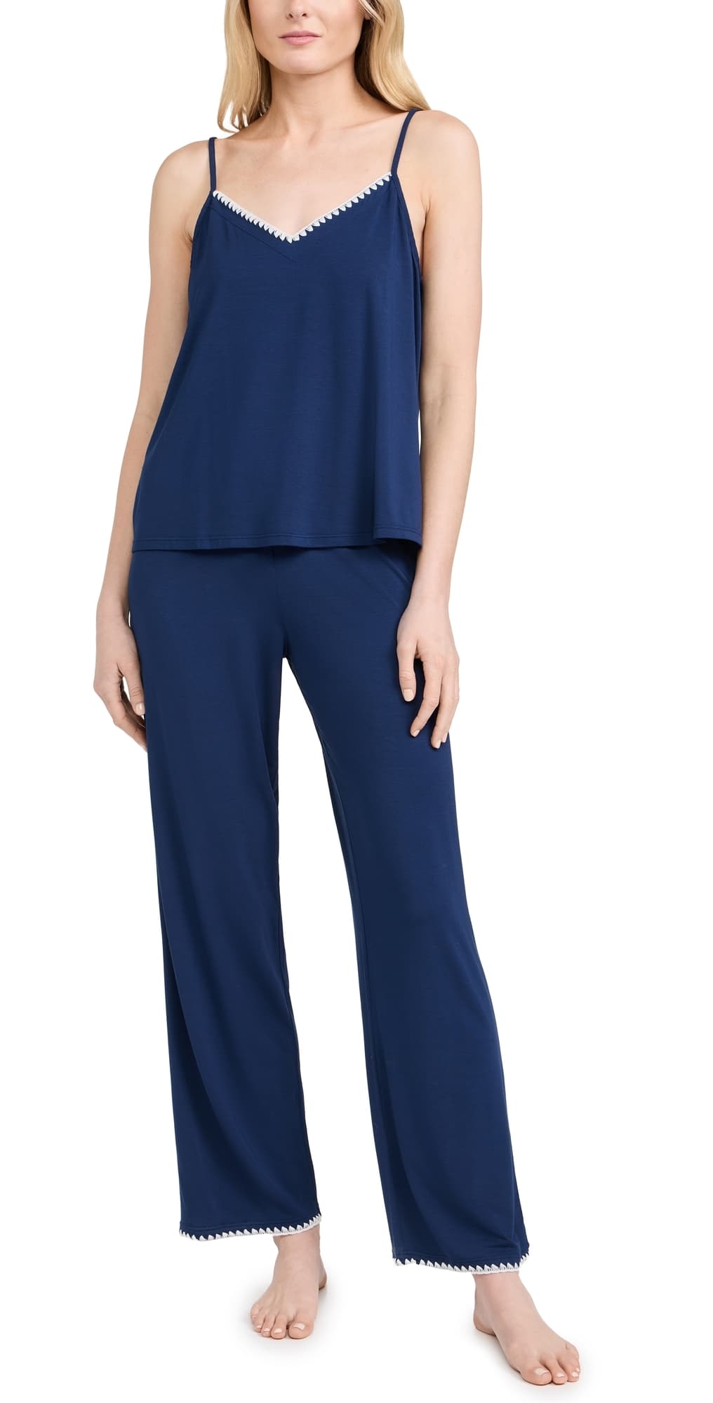 Eberjey Frida Cami and Pants Pajama Set Navy/Ivory