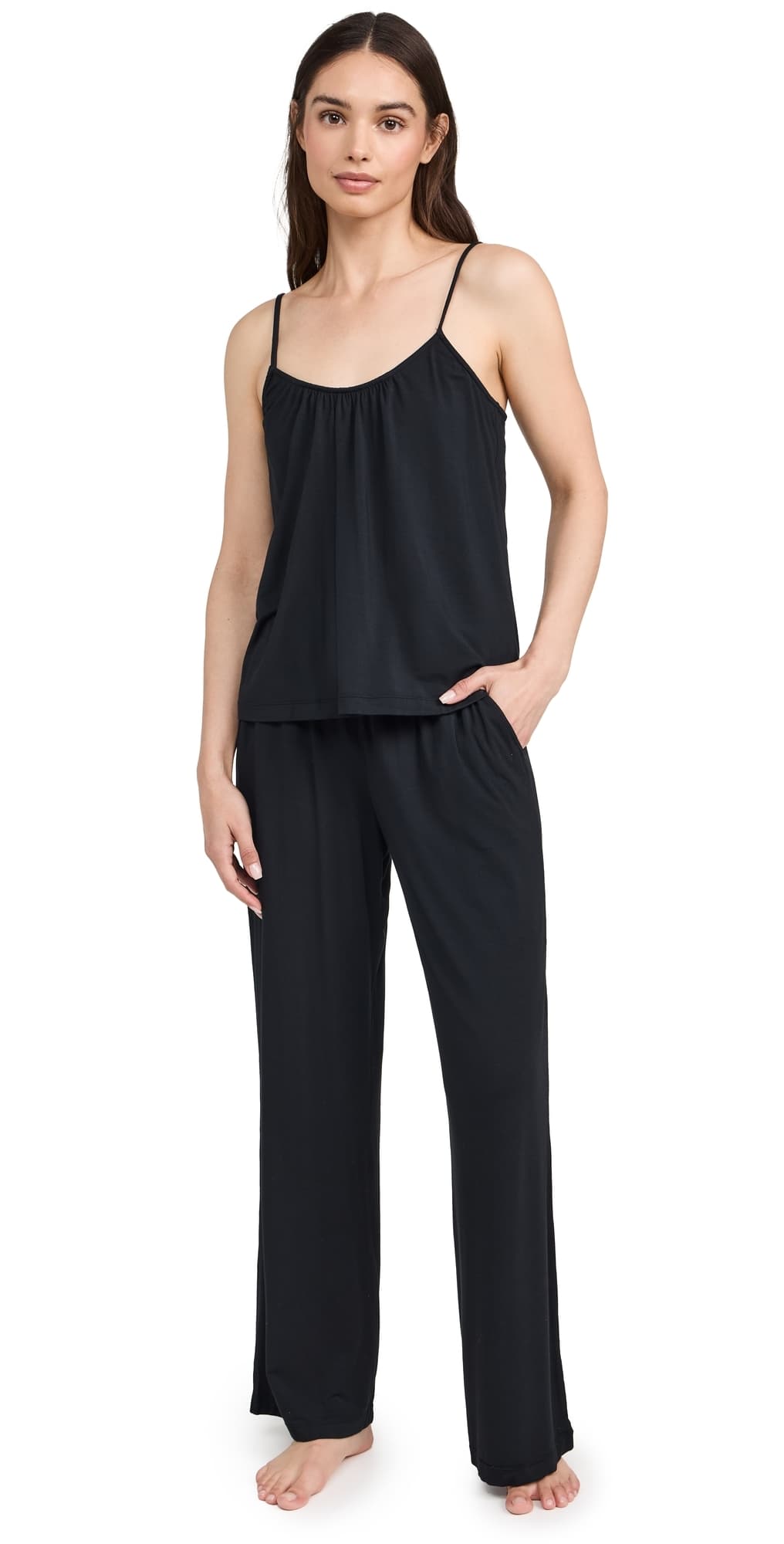 Eberjey Gisele Tencel Modal Cami & Pant Pajama Set Black