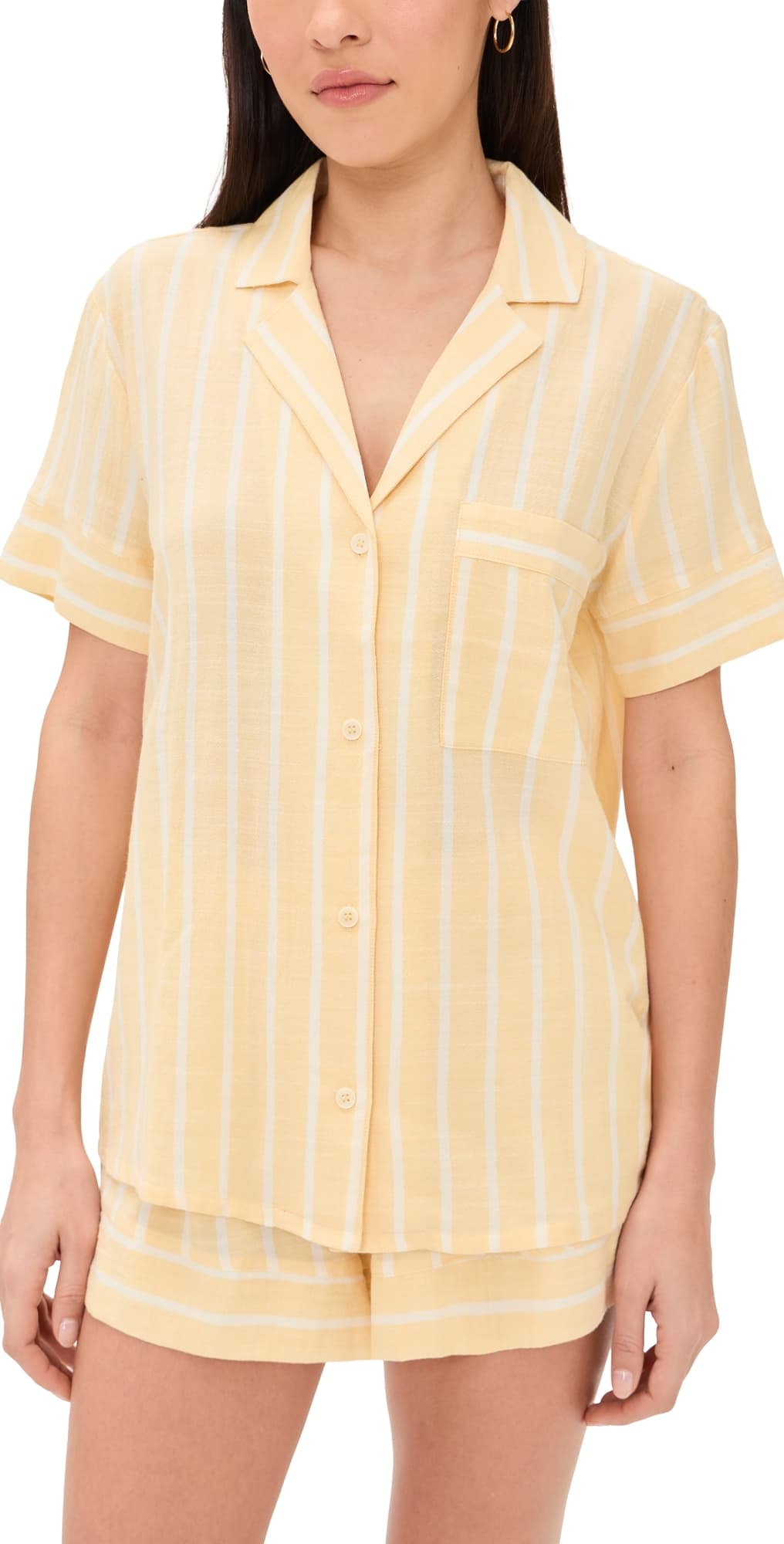 Eberjey Nautico Shortie Pajama Set Classic Stripe Sunbeam