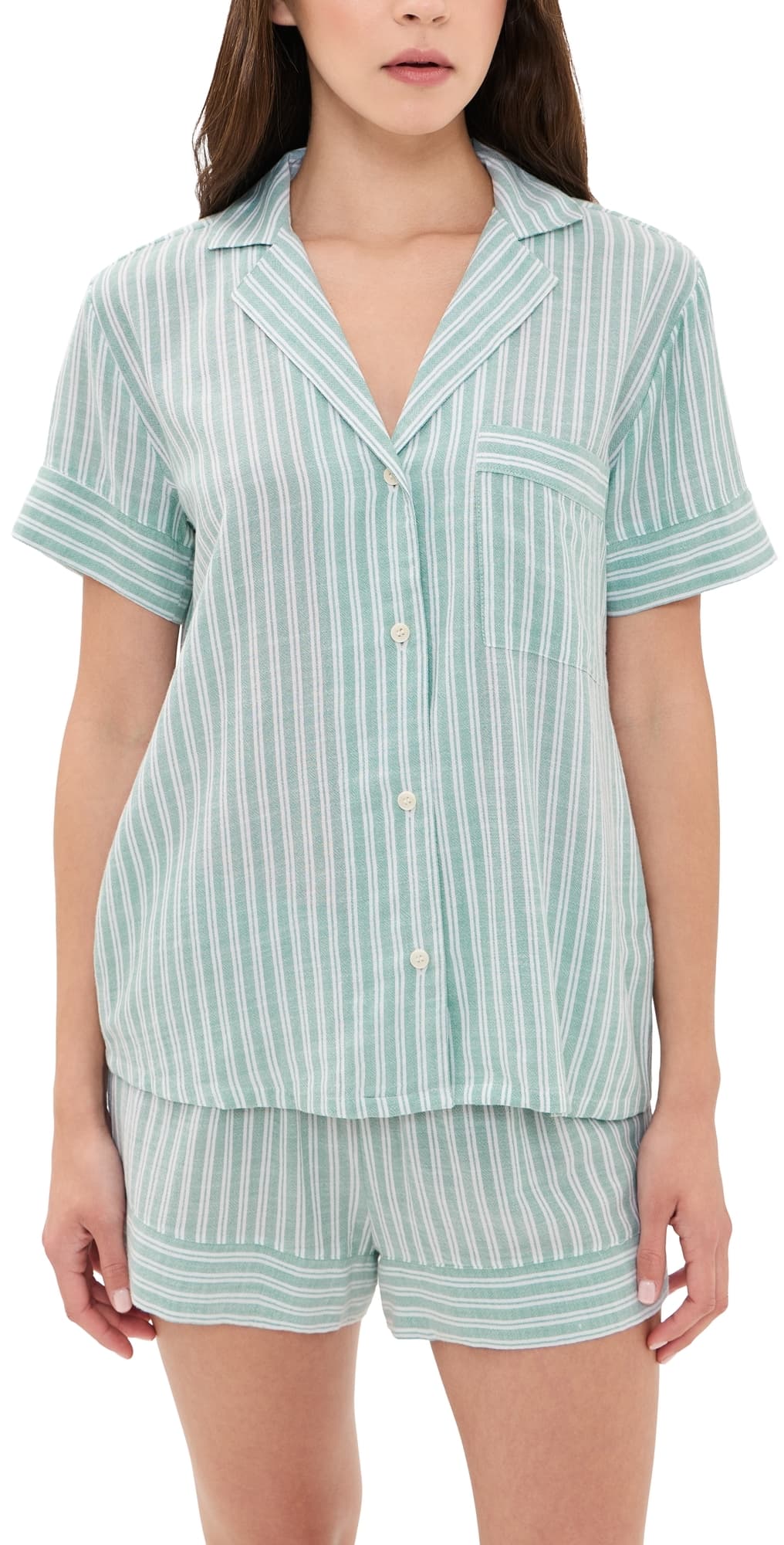Eberjey Nautico Shortie Pajama Set Regatta Stripe Seagrass