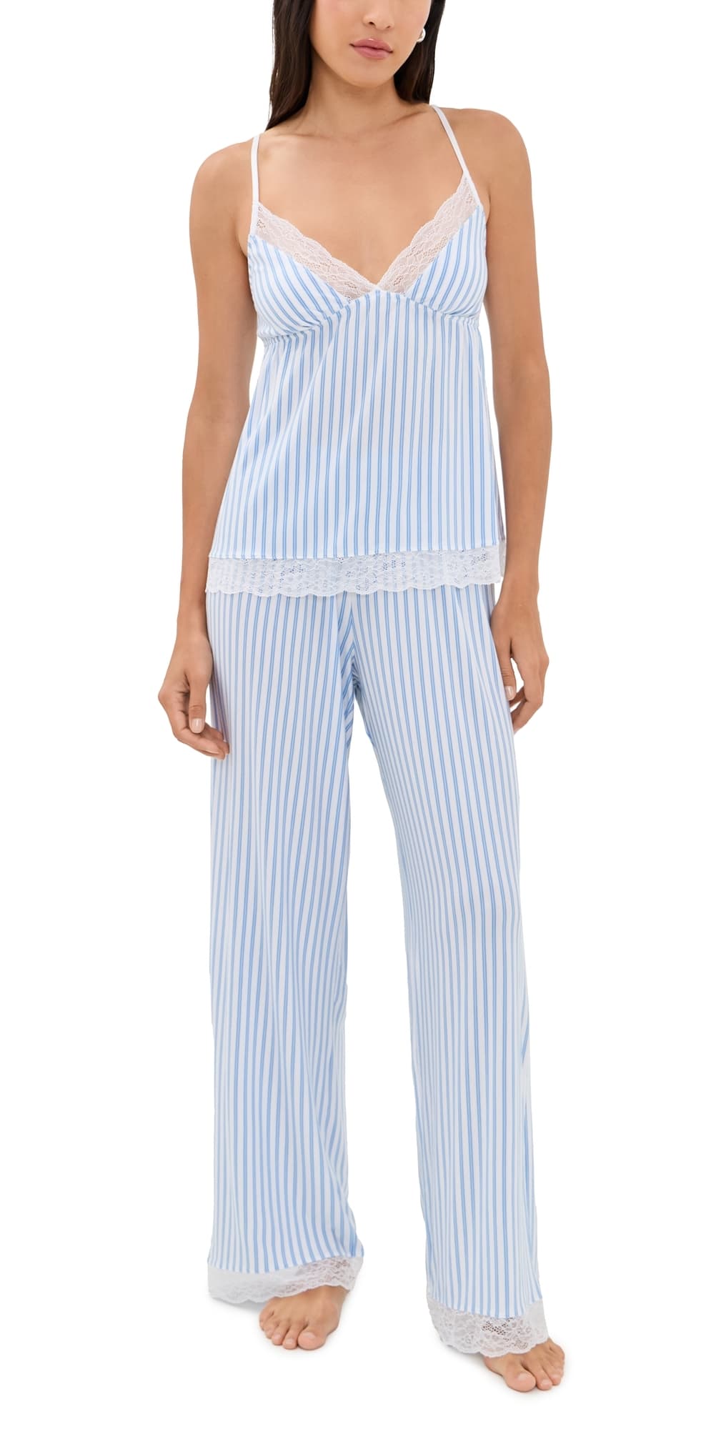 Eberjey Isla Cami and Pant Set Regatta Stripe Summer Blue/White