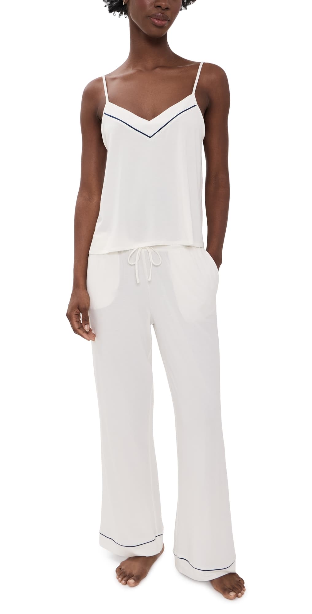 Eberjey Gisele Cami & Pants Pajama Set Ivory/Navy