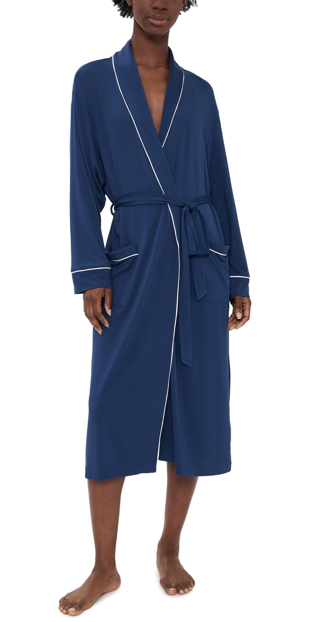 Eberjey Gisele Long Robe Navy/Ivory