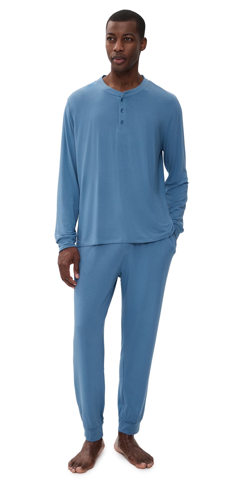 Eberjey Henry Long Pajama Set Slate Blue