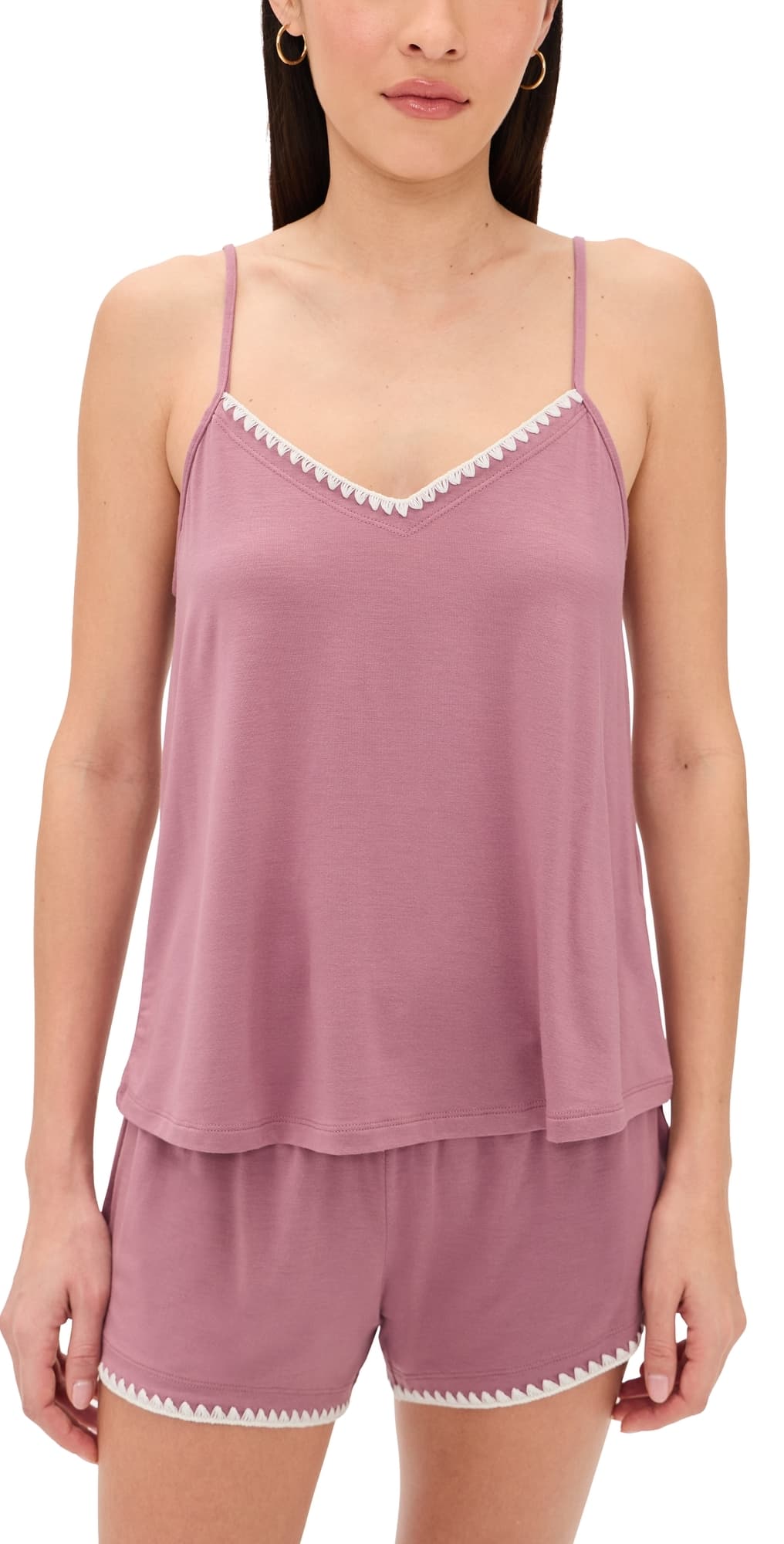 Eberjey Frida The Whip Stitch Cami and Shorts Set Fig/Ivory