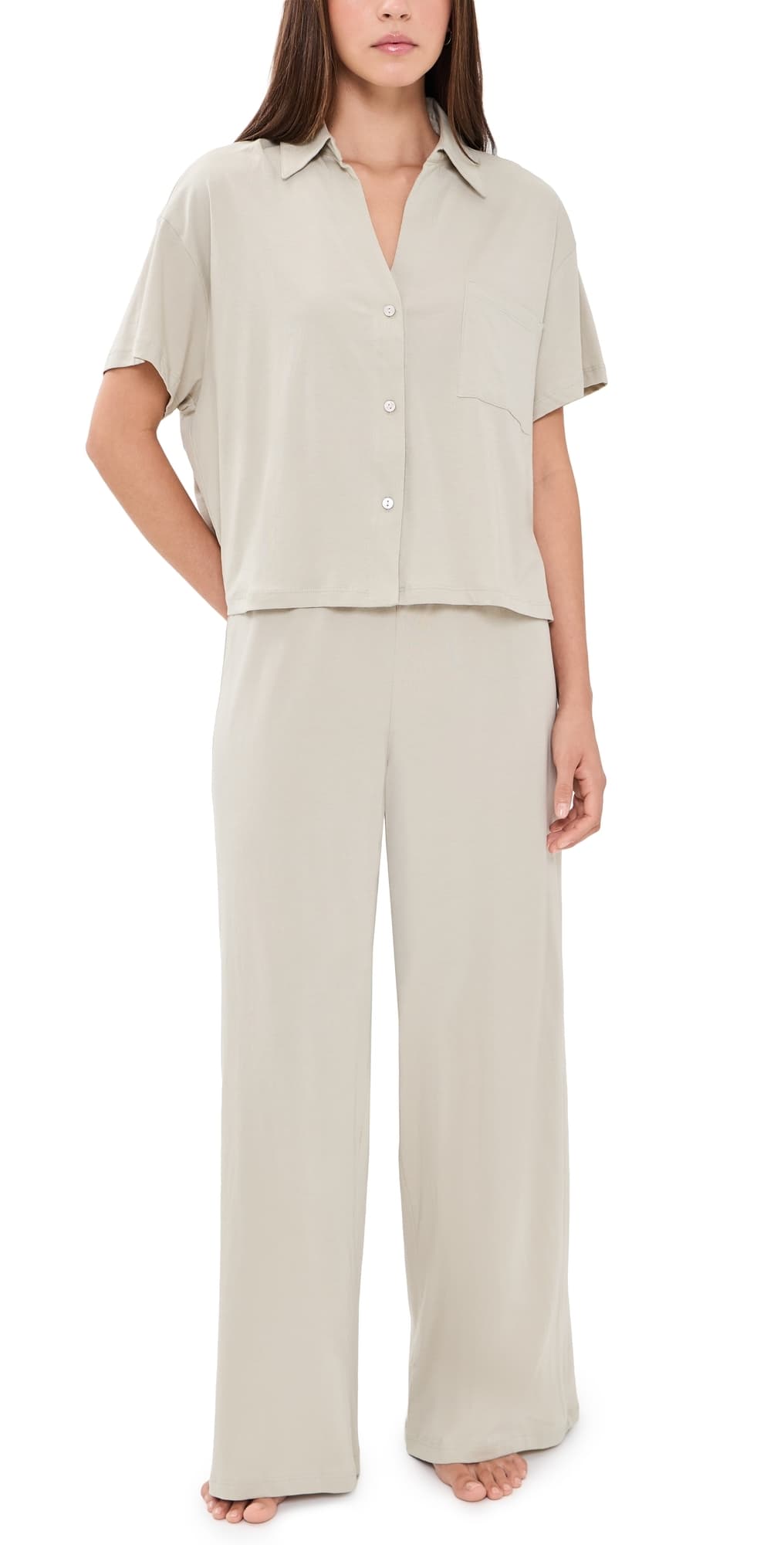 Eberjey Pima Cotton Pajama Set Sandstone