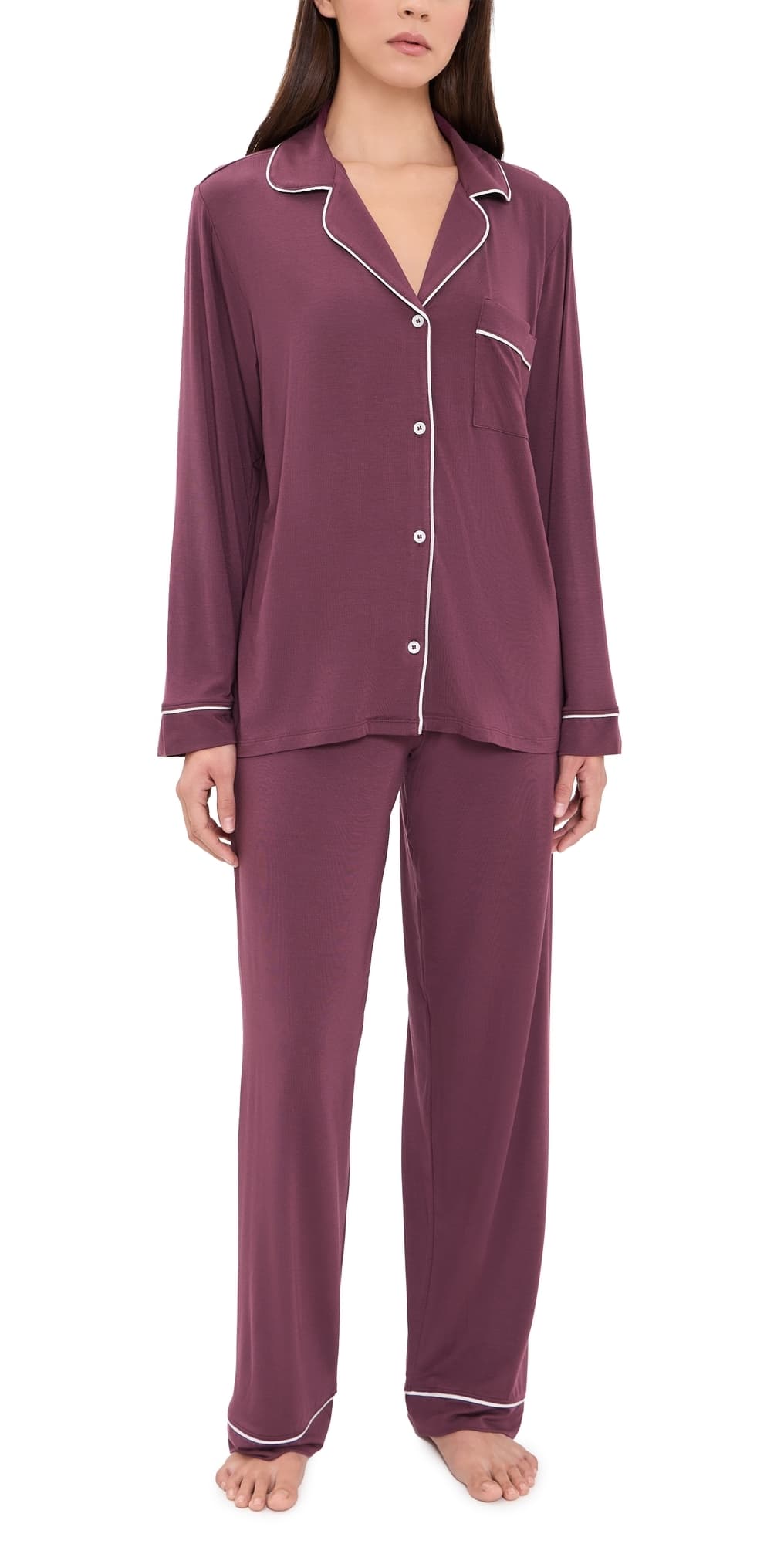 Eberjey Gisele Long Pajamas Set Wildberry/Ivory