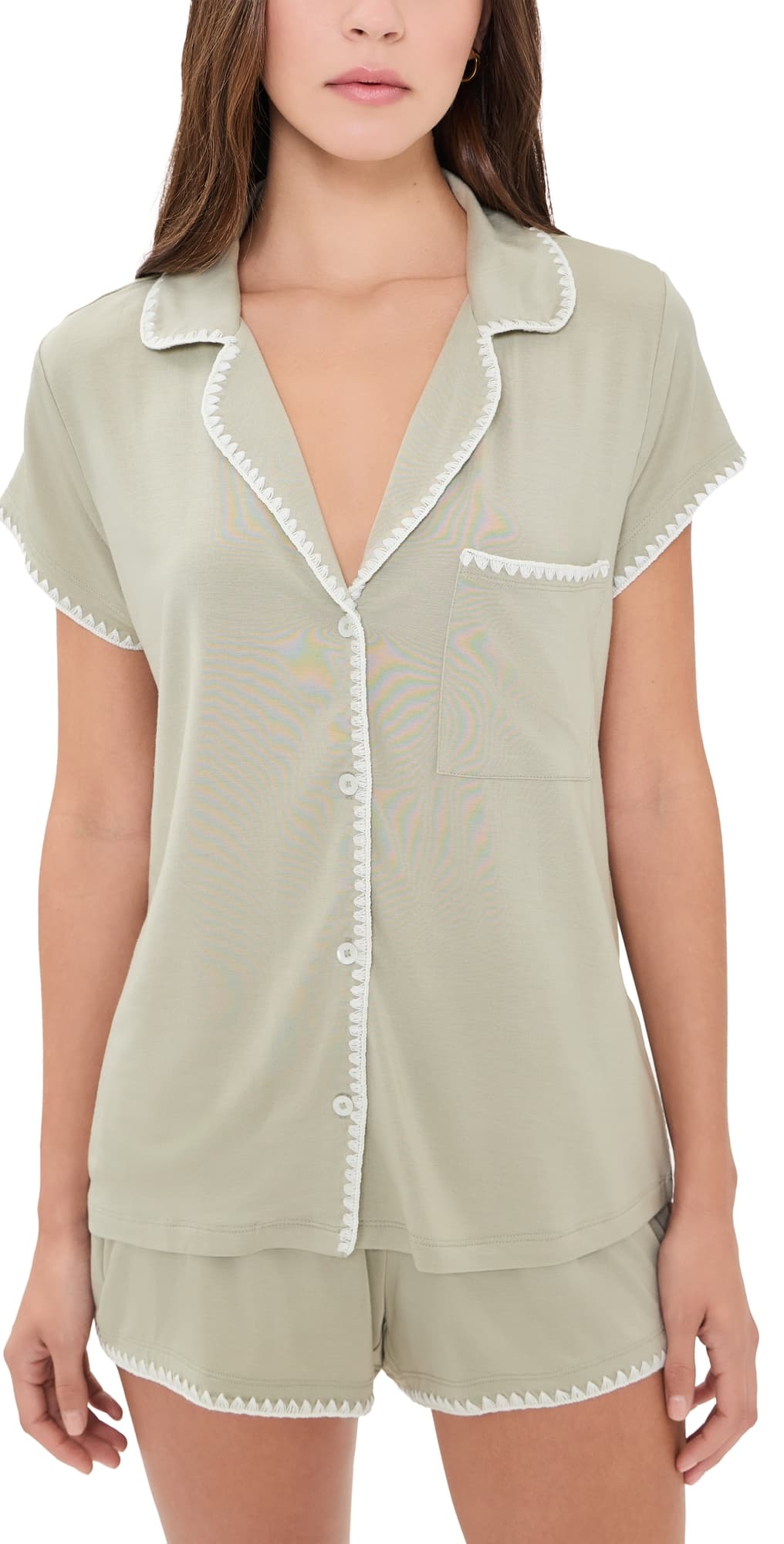 Eberjey Frida Shortie Pajama Set Sandstone/Ivory