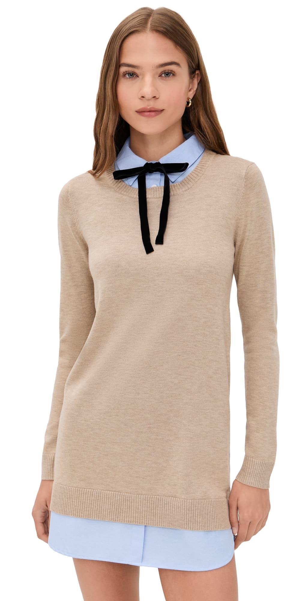 English Factory Combo Shirtdress Taupe/Oxford Blue