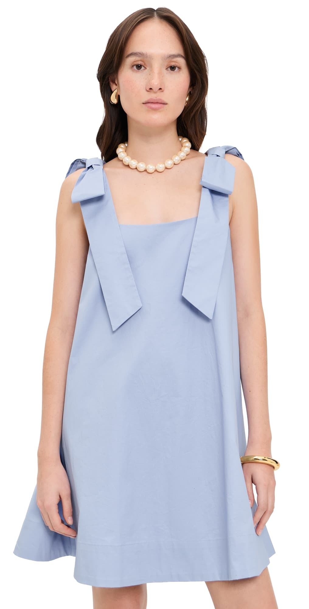English Factory Bow Sleeveless Mini Dress Powder Blue