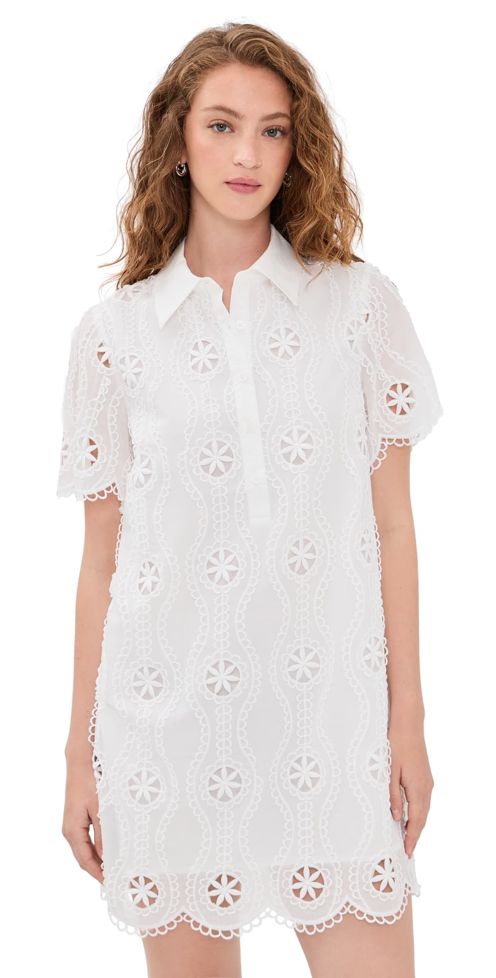 English Factory Collared Shirt Mini Dress White