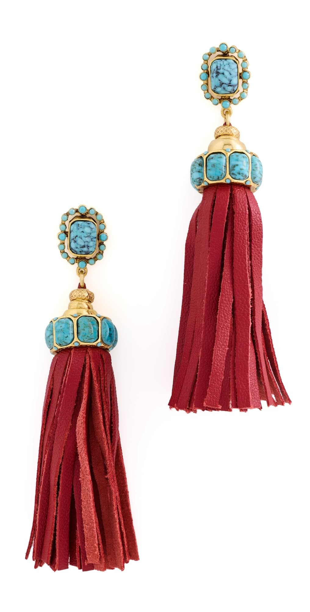Elizabeth Cole Ponsie Earrings Red Turquoise