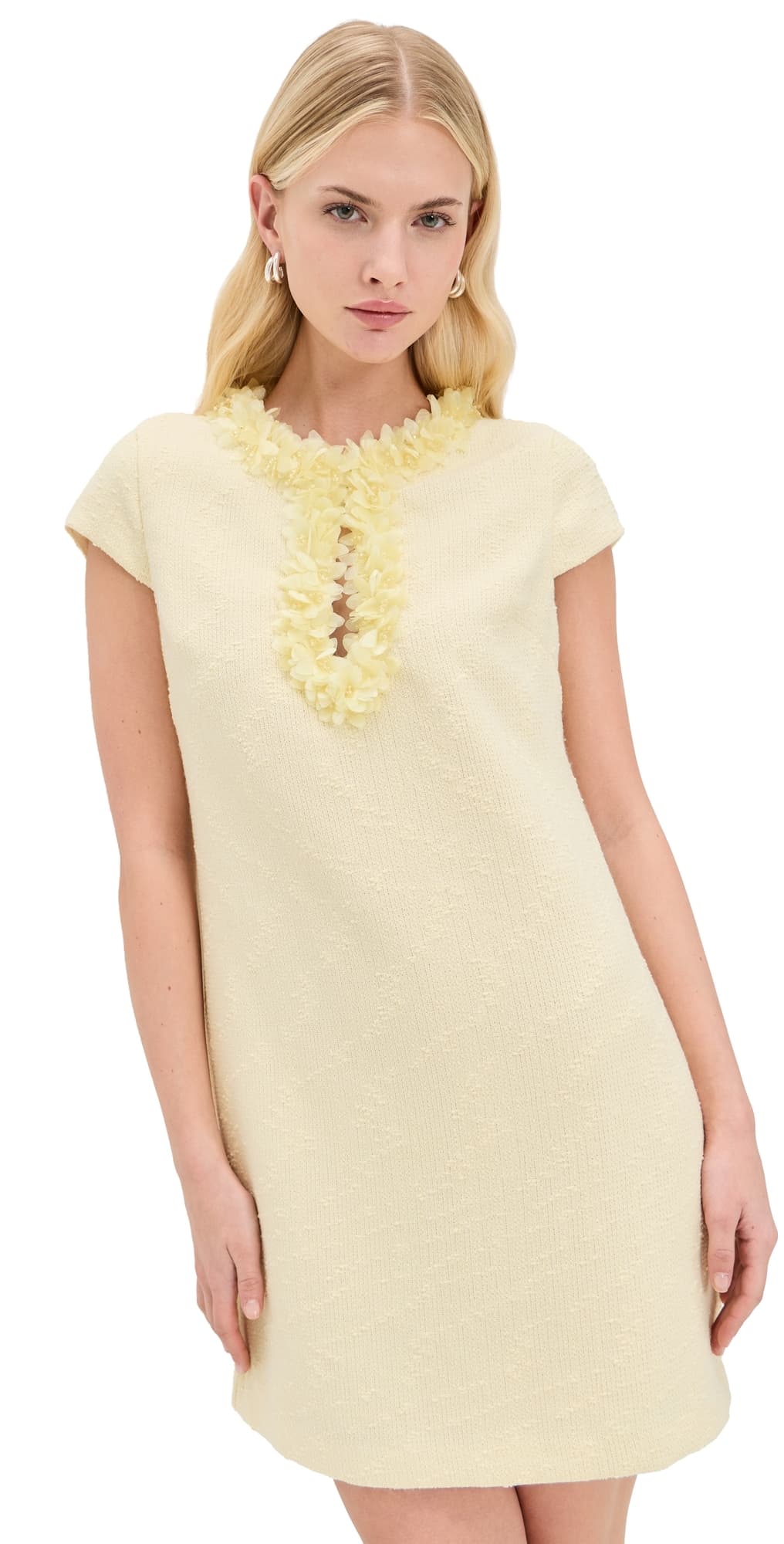 endless rose Tweed Mini Dress With Floral Trim Butter