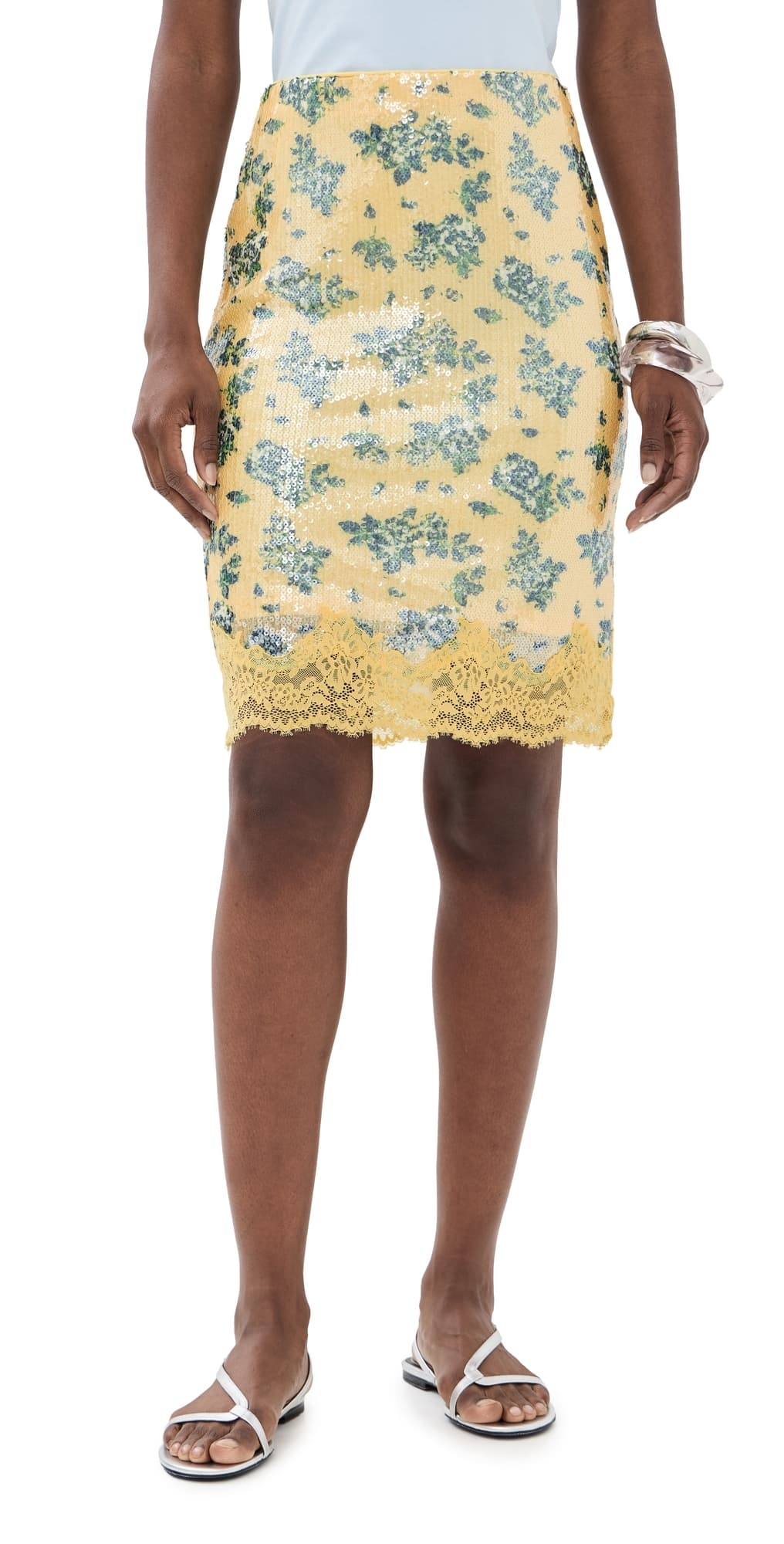 endless rose Sequin Printed Skirt Lemon Multi