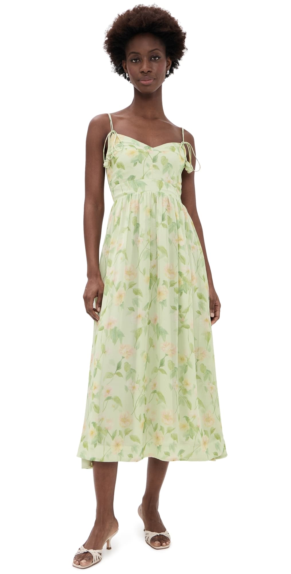 En Saison Paloma Midi Dress Sage Pink Yellow