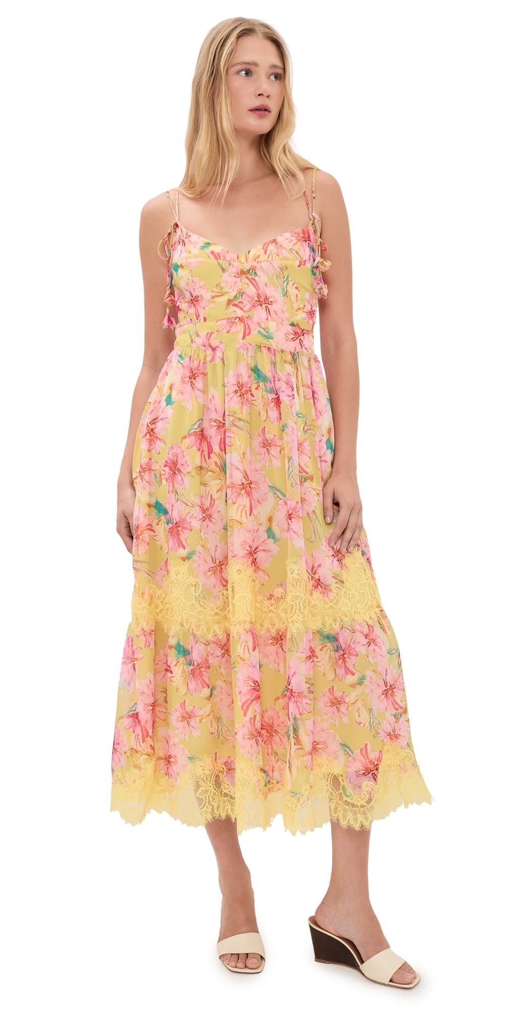 En Saison Eva Midi Dress Yellow Fuchsia