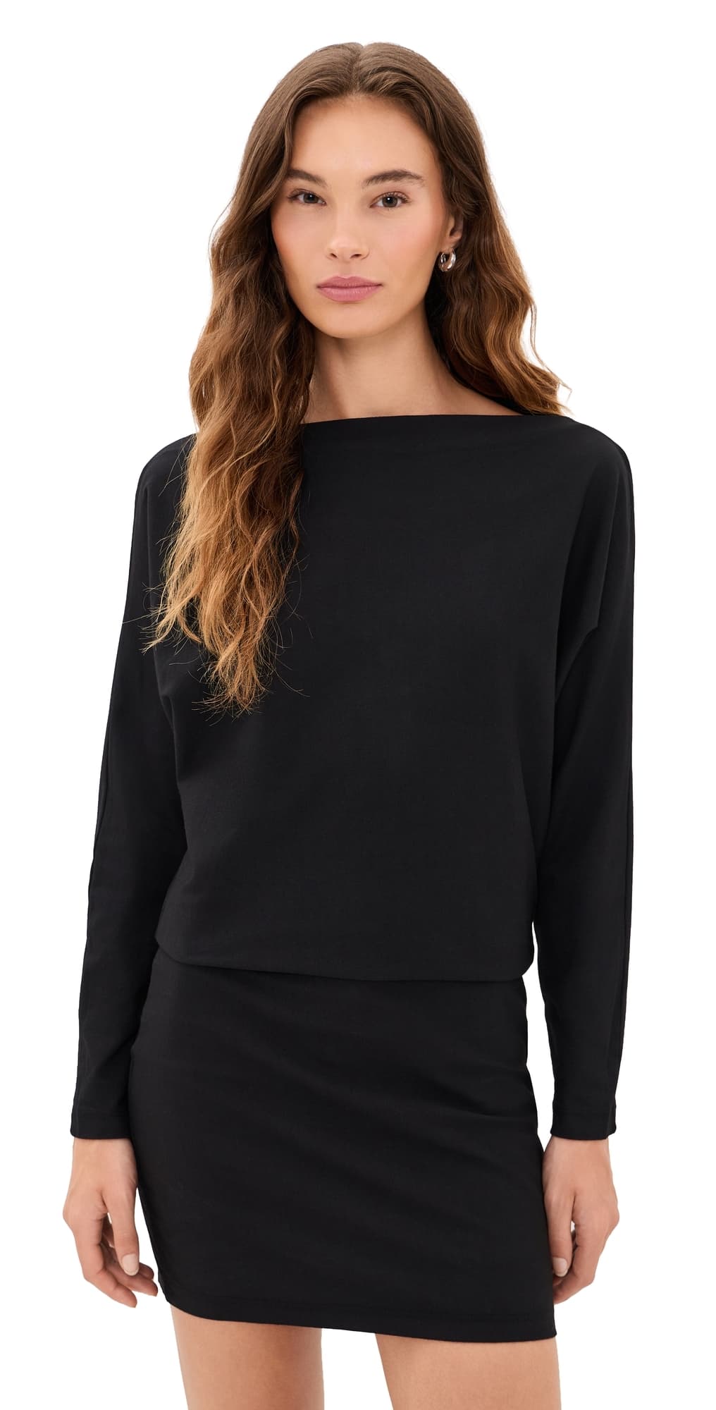 Enza Costa Supima Structured Jersey Doman Curve Dress Black